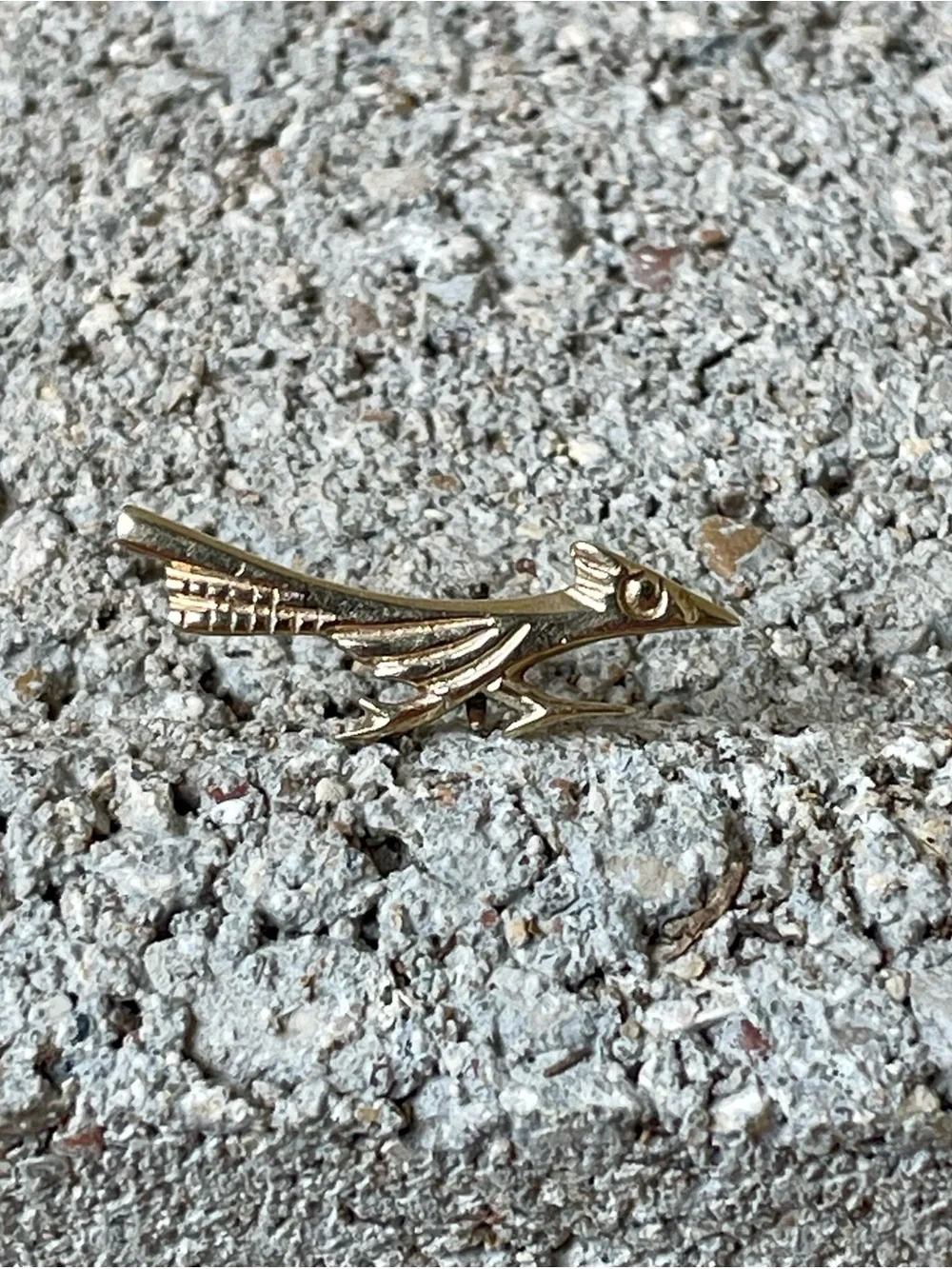 Retired James Avery 14K Gold Roadrunner Tie Tack Lapel Pin Vintage Rare